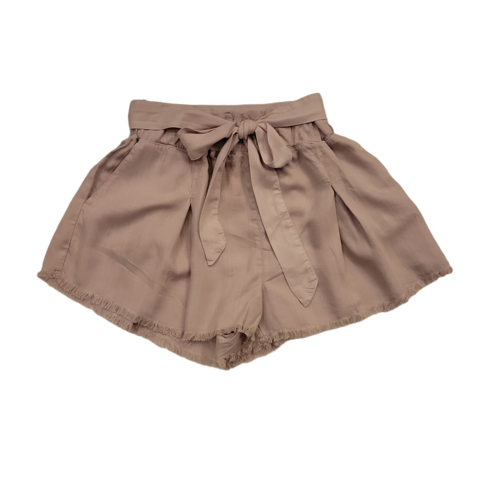 Poison Mushroom pink paperbag shorts. Removable tie waist. Size Medium